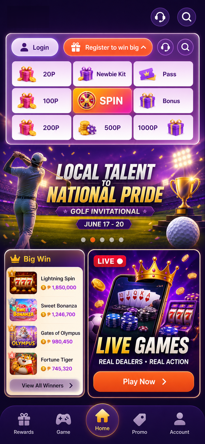 BingoPlus promo grid mobile H5